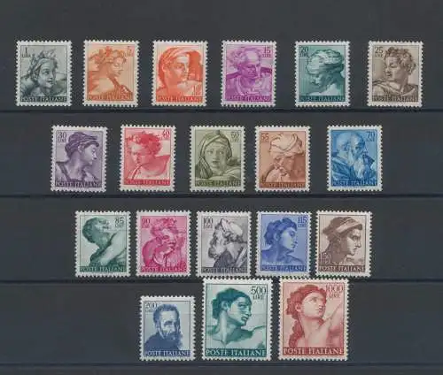 1961 Italien - Republik, Michelangelo, 19 Werte, Nr. 899/17, postfrisch**