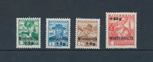 1935 ÖSTERREICH, Nr. 467/470, Winterhilfe Winterhilfe Überdruck, 4 Werte - MNH**