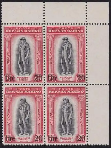 1942 SAN MARINO, Nr. 227 mnh/** VIERTEL BLATTWINKEL