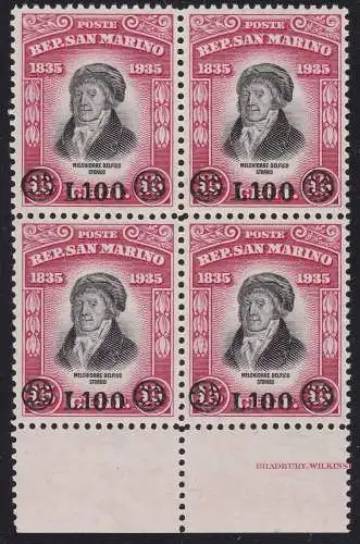 1948 SAN MARINO, Nr. 341 mnh/** VIERTEL BLATTRAND