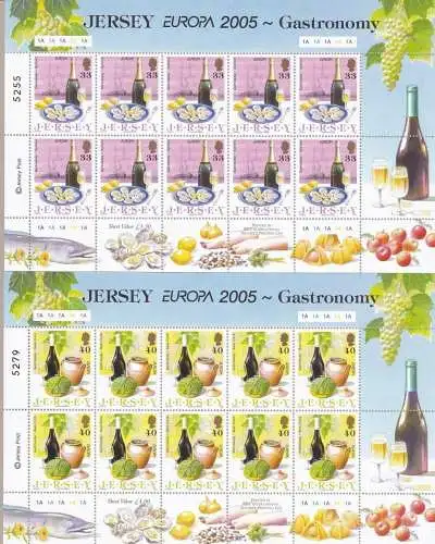 2005 EUROPA CEPT, Jersey 2 Mini-Blätter - 10 Werte Gastronomie postfrisch**