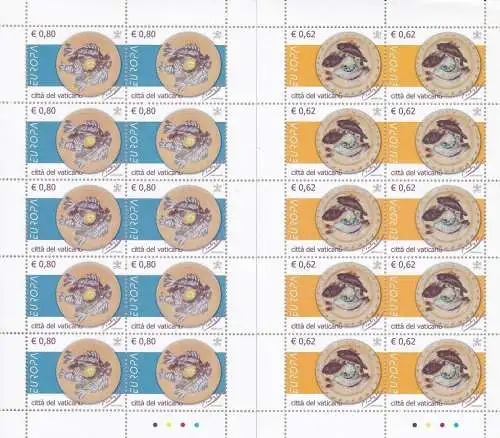 2005 EUROPA CEPT, Vatikan 2 Minifos mit 10 Werten Gastronomie postfrisch**