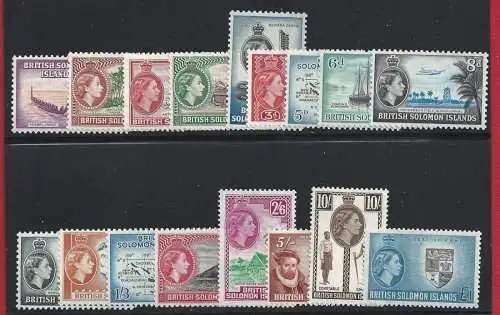 1956-63 BRITISH SOLOMON, SG 82/96 17 MLH-Werte*