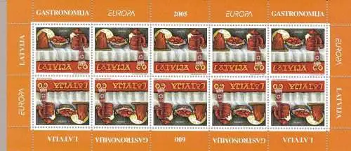 2005 EUROPA CEPT, Lettland 1 Minifol mit 10 Werten Gastronomie mnh**
