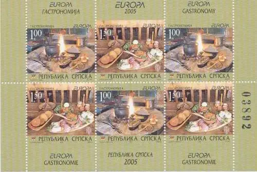 2005 EUROPA CEPT Bosnien-Serbien 6-Werte-Minifolio Gastronomie mnh**