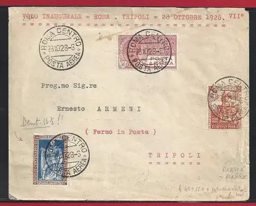 1928 Jungfernflug Rom-Tripolis mit wertvollem Porto