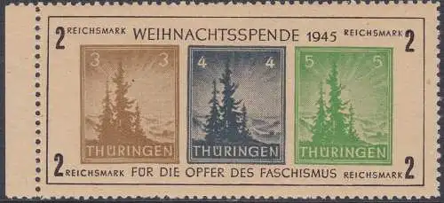 1945 Thüringen/Thüringen Erfurt - BF 1t Weihnachten postfrisch/** Attest Herbst