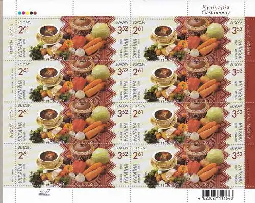 2005 EUROPA CEPT, Ukraine 1 Minifol mit 8 Werten Gastronomie postfrisch**