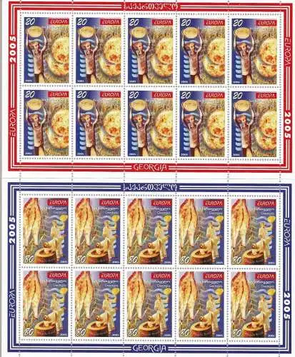 2005 EUROPA CEPT, Georgia 2 Mini-Flaschen mit 10 Werten Gastronomie postfrisch**