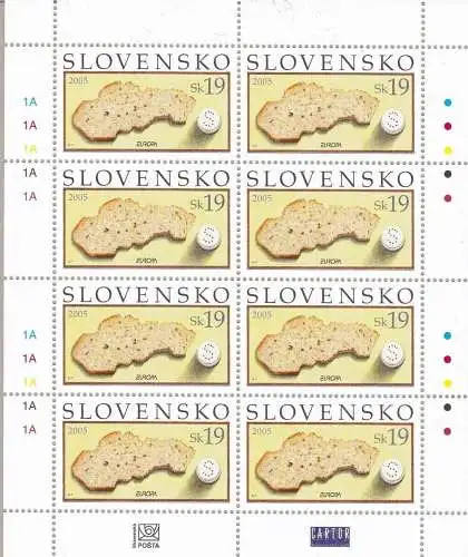 2005 EUROPA CEPT, Slowakei 1 Minifol mit 8 Werten Gastronomie mnh**