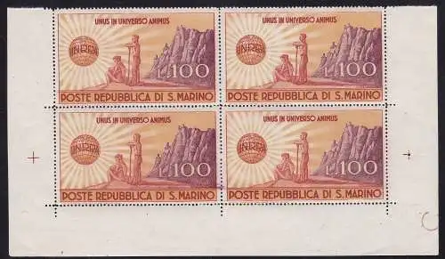 1946 SAN MARINO, Nr. 296 UNRRA MNH/** QUARTINA