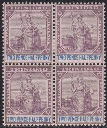 1902 TRINIDAD, SG 129 Block von 4 mnh/**(2) mlh/*(2)