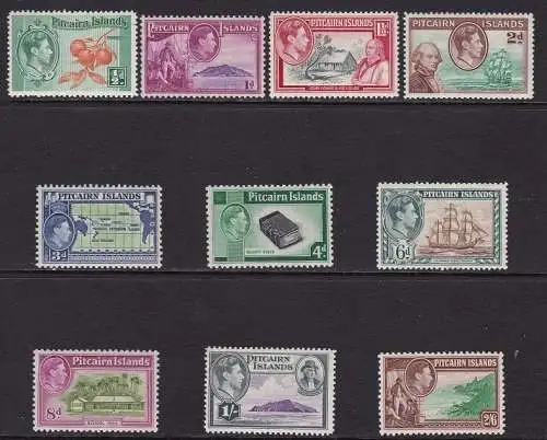 1940-51 PITCAIRN - SG Nr. 1/8 Set 10 MLH/* SG 5a/6a MNH/**