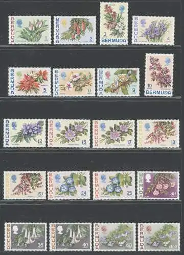 1970 BERMUDA - 24 Werte - Stanley Gibbons Blumen Nr. 249/265a - postfrisch**