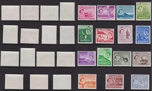 1953-58 MAURITIUS, Stanley Gibbons Nr. 293/306 Serie von 15 Werten - postfrisch**