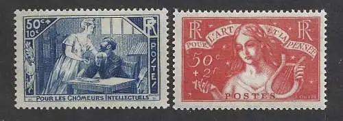 1935 FRANKREICH - Nr. 307/308 - Arbeitslose Intellektuelle - 2 MNH-Werte/**