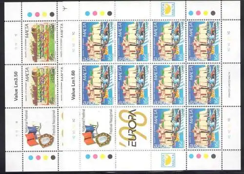 1998 EUROPA CEPT Malta 2 Minipole mit 10 postfrisch Werten**