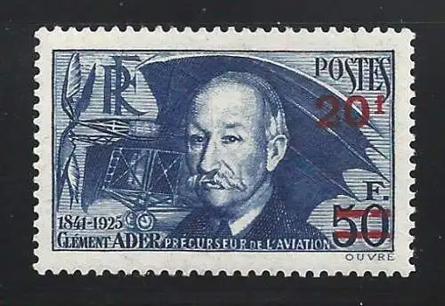 1940 FRANKREICH - Nr. 493 Ader mit Überdruck - 20 Franken von 50 Franken - postfrisch**