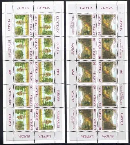 1999 EUROPA CEPT Lettland/Latvija 2 Minifogli mit 10 mnh Werten**