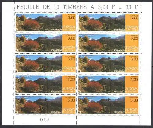 1999 EUROPA CEPT Fürstentum Andorra Französisch 1 Minifol mit 10 mnh Werten **