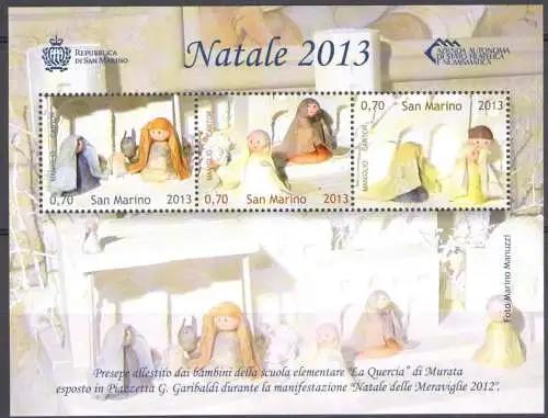 2013 San Marino Weihnachtsblatt Krippe BF Nr. 129 mnh**