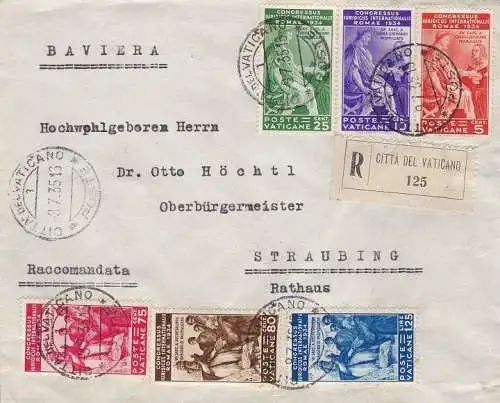 1935 Vatikan, Nr. 41/46, Rechtliche komplette Serie auf Brief