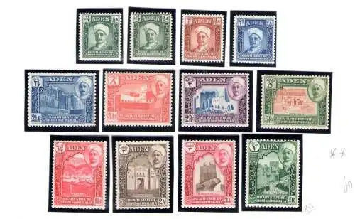 1942-46 ADEN Schutzstaaten QU'AITI Staat SHIHR MUKALLA, SG n. 1/11 Set 11 mnh/**