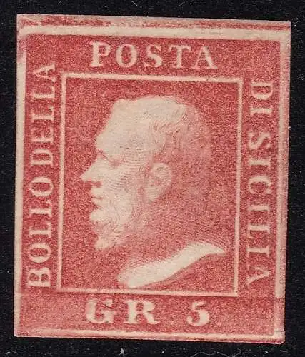 1859 SIZILIEN, Nr. 11 5 Körner Zinnober ORIGINALGUMMI/MLH