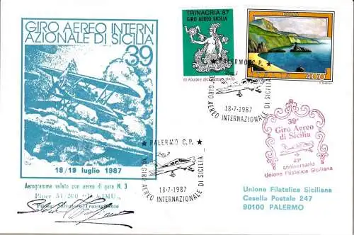 1987 Italien - Republik, - 39. Internationale Flugreise durch Sizilien SONDERSTORNIERUNGEN