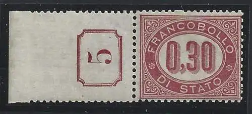 1875 Italien - Königreich, Service Nr. 4 mnh / ** rechteckige tischnummer