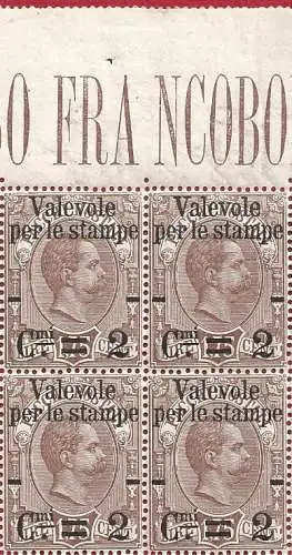 1890 Italien - Königreich, Nr. 55 MNH** QUARTINA CENTRATA