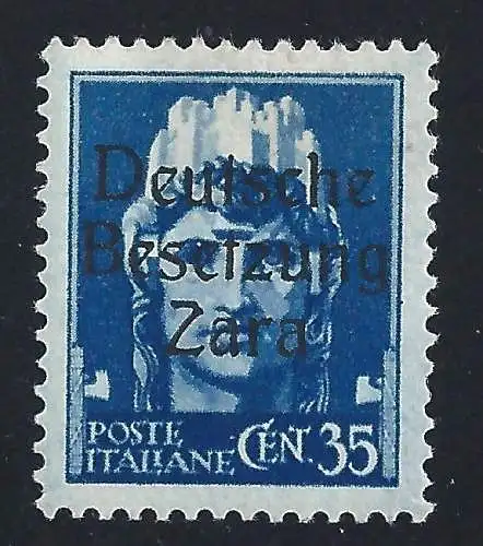 1943 ZARA, Nr. 7, 35 Cent. blau, MLH * LINGUELLATO signiert Oliva