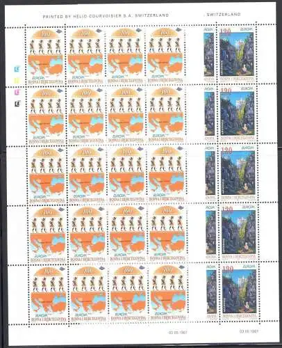 1997 EUROPA CEPT Bosnien und Herzegowina 2 Minifili mit 20 mnh Werten**