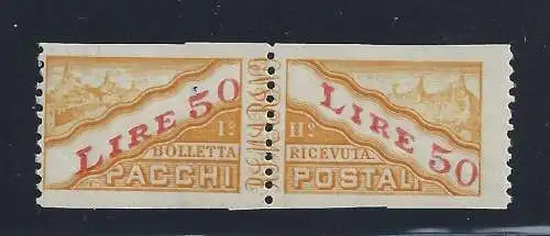 1946 SAN MARINO, Postpakete Nr. 32b 50 Lire postfrisch/** Firma Bolaffi