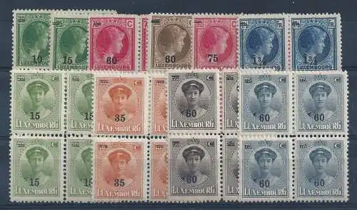 1927-29 LUXEMBURG, Nr. 197/207, ohne 205, mnh** quartina