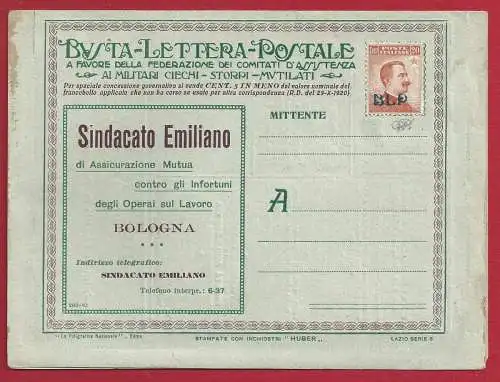 1921 KÖNIGREICH, BLP Nr. 2 20 Cent. orange SONDERTASCHE NEU - KOMPLETT