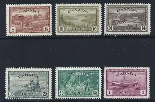 1946 KANADA - SG 401/406 Friedenswirtschaft 6 Werte MLH/MNH */**