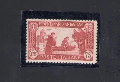 1931 Königreich Italien, Italien, Nr. 299 Sant'Antonio, gezackt 12 MNH ** Zertifikat Ennio Bianchi