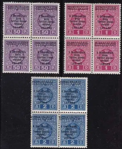 1941 LJUBLJANA Occ. Italienisch, Tassen Nr. 11/13 MNH/** VIERBLOCK