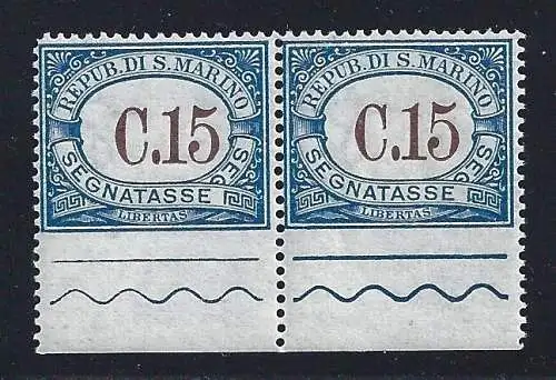 1923 SAN MARINO, Segnatasse Nr. 55. PAAR BLATTRAND POSTFRISCH/** VERSCHIEDENE #039;