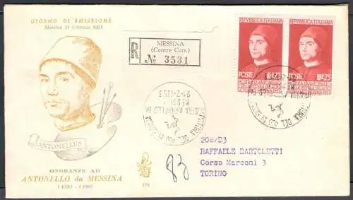 1953 REPUBLIK Venedig Club Antonello da Mes empfohlen gereist Nr. 174