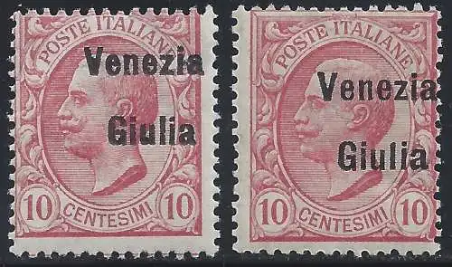 1918 VENEZIA JULIA, Nr. 22ea - 10 Cent. Löwen - postfrisch** ABWECHSLUNG