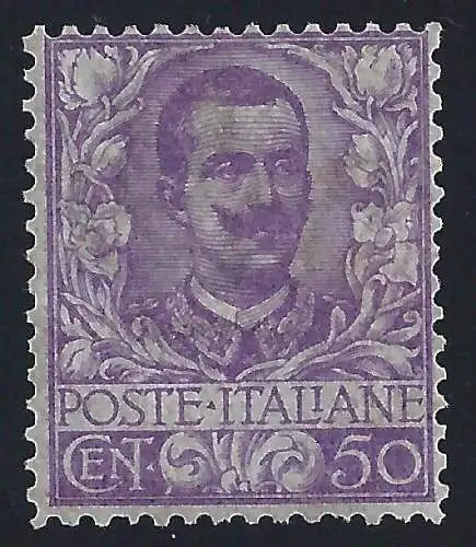 1901 Italien - Königreich, Nr. 76 Floreale 50 Cent. MLH* Signatur E.Diena