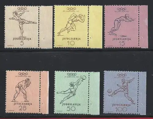 1952 JUGOSLAWIEN, Olympische Spiele Helsinky, Nr. 611/616 - postfrisch**