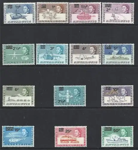 1971 BRITISCHE ANTARKTIS - BRITISCHE ANTARKTIS - Gewöhnliche Serie, Yv 25/38 mnh**