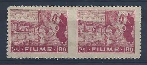 1919 Fluss, Nr. A43f 60c. + 60c. carminio MH/* PAAR UNGEZAHNT IN DER MITTE