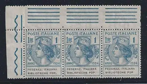 1924 Italien - Königreich, halbstaatliche Körperschaften, Nr. 37+37b MNH ** DREISTREIFEN ZENTRIERT