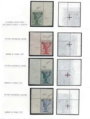 1924 Italien - Königreich - Vittoria Soprastampata Nr. 158d/161d MNH** Sorani zertifiziert TABELLENZAHLEN - SELTEN