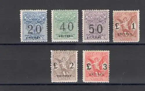 1924 ERITREA, Steuern und Zahlungsbeleg 6 wert 1/6 MLH *