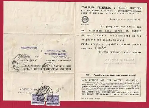 1944 RSI - Kennzeichen Nr. 66 Paar auf Versicherungshinweis, Firma Sorani, gebraucht